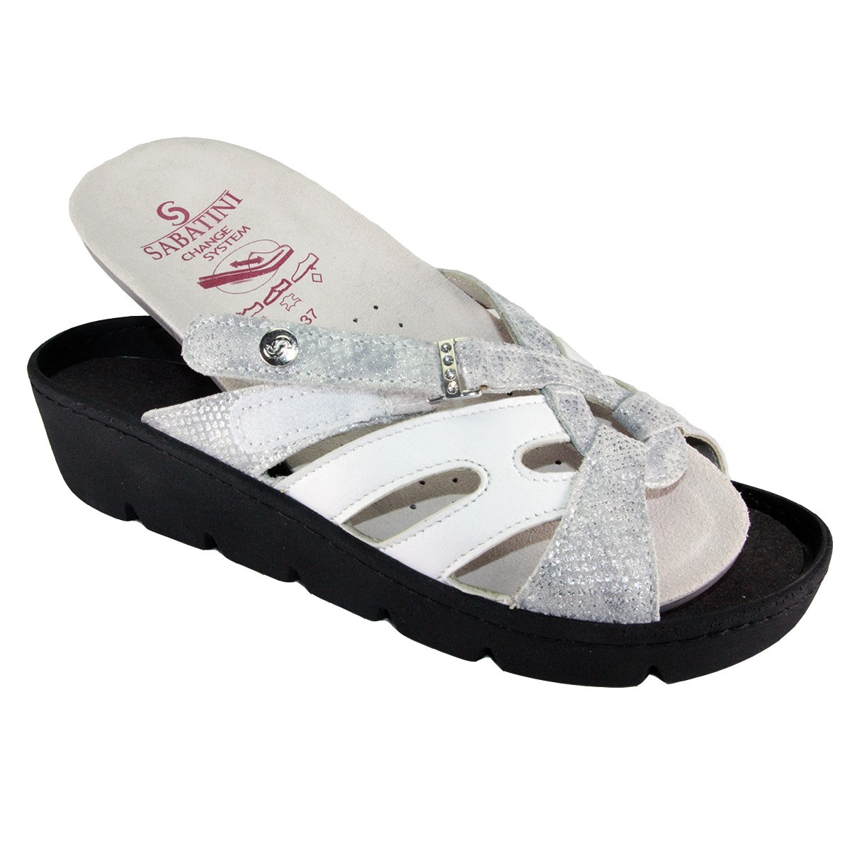S 1058 Bianco Onice - Calzatura comoda, plantare estraibile - Vera pelle
