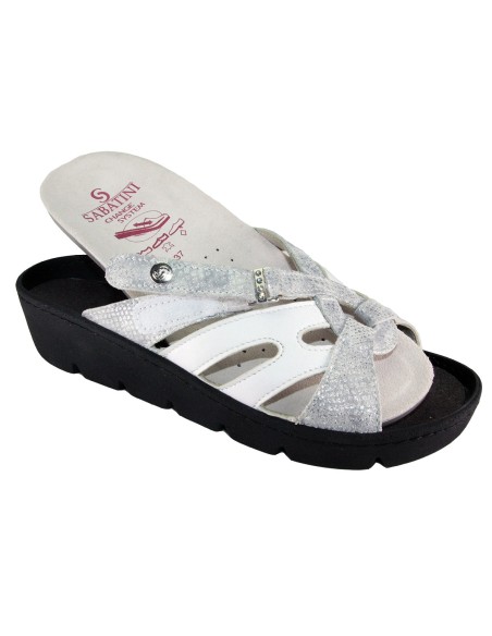 S 1058 Bianco Onice - Calzatura comoda, plantare estraibile - Vera pelle