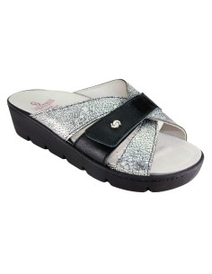 S 1061 Argento Nero - Calzatura comoda, plantare estraibile - Vera pelle