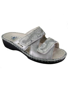 Hergos H 375 Bianco - Argento - Calzatura comoda, plantare estraibile - Vera pelle