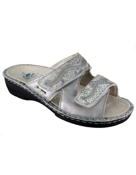 Hergos H 375 Bianco - Argento - Calzatura comoda, plantare estraibile - Vera pelle