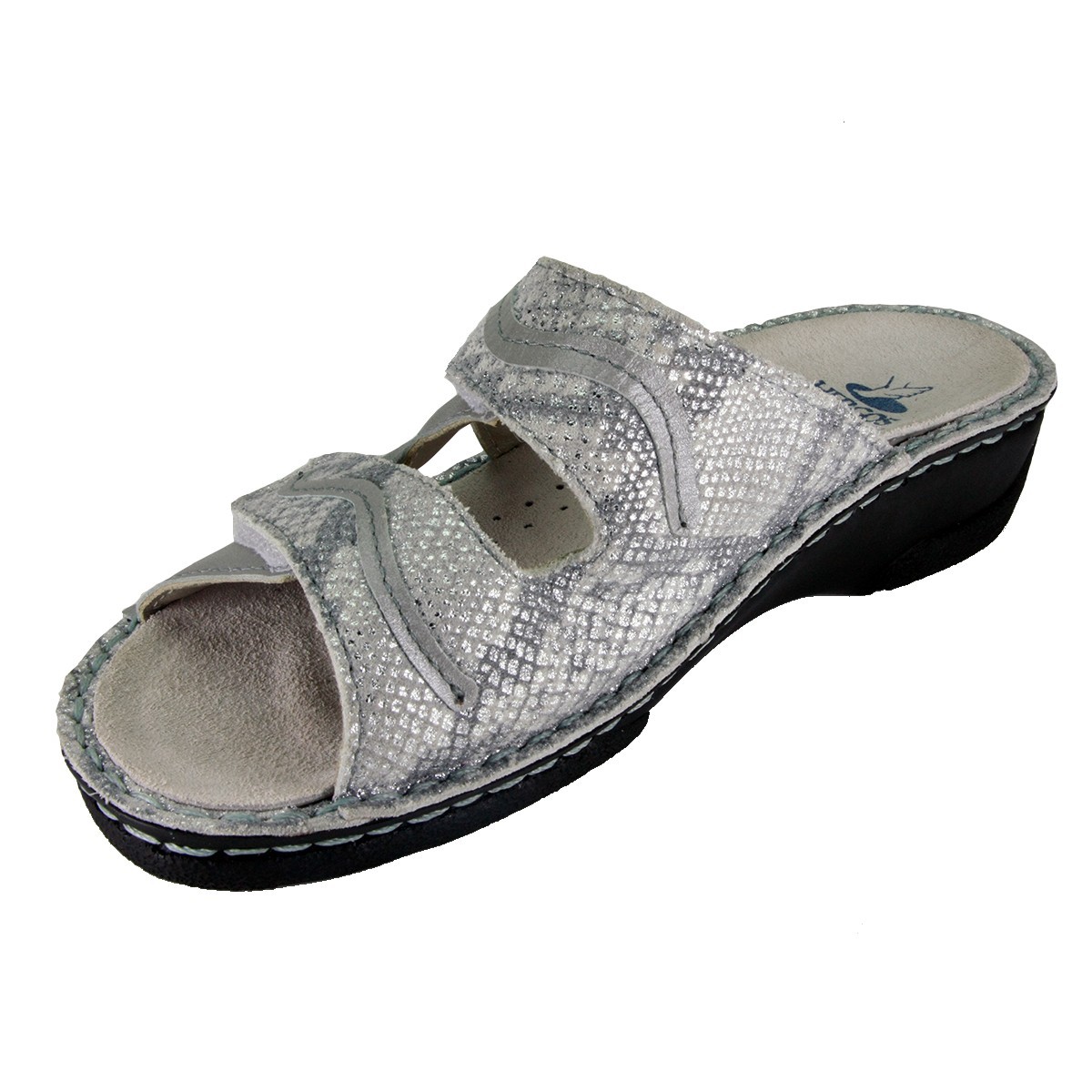 Hergos H 375 Bianco - Argento - Calzatura comoda, plantare estraibile - Vera pelle