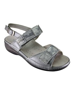 HERGOS H 982 Bianco/Perla/Argento - Calzatura pratica e comoda, plantare estraibile - Vera pelle