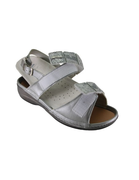 HERGOS H 982 Bianco/Perla/Argento - Calzatura pratica e comoda, plantare estraibile - Vera pelle