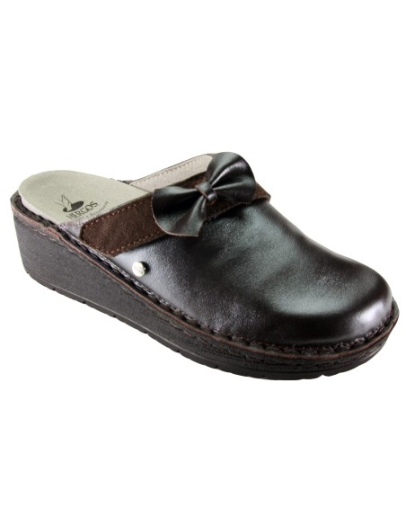 Hergos H 1450 Testa di Moro Perlato  Camoscio - Sabot comodo ed elegante, vera pelle e plantare estraibile