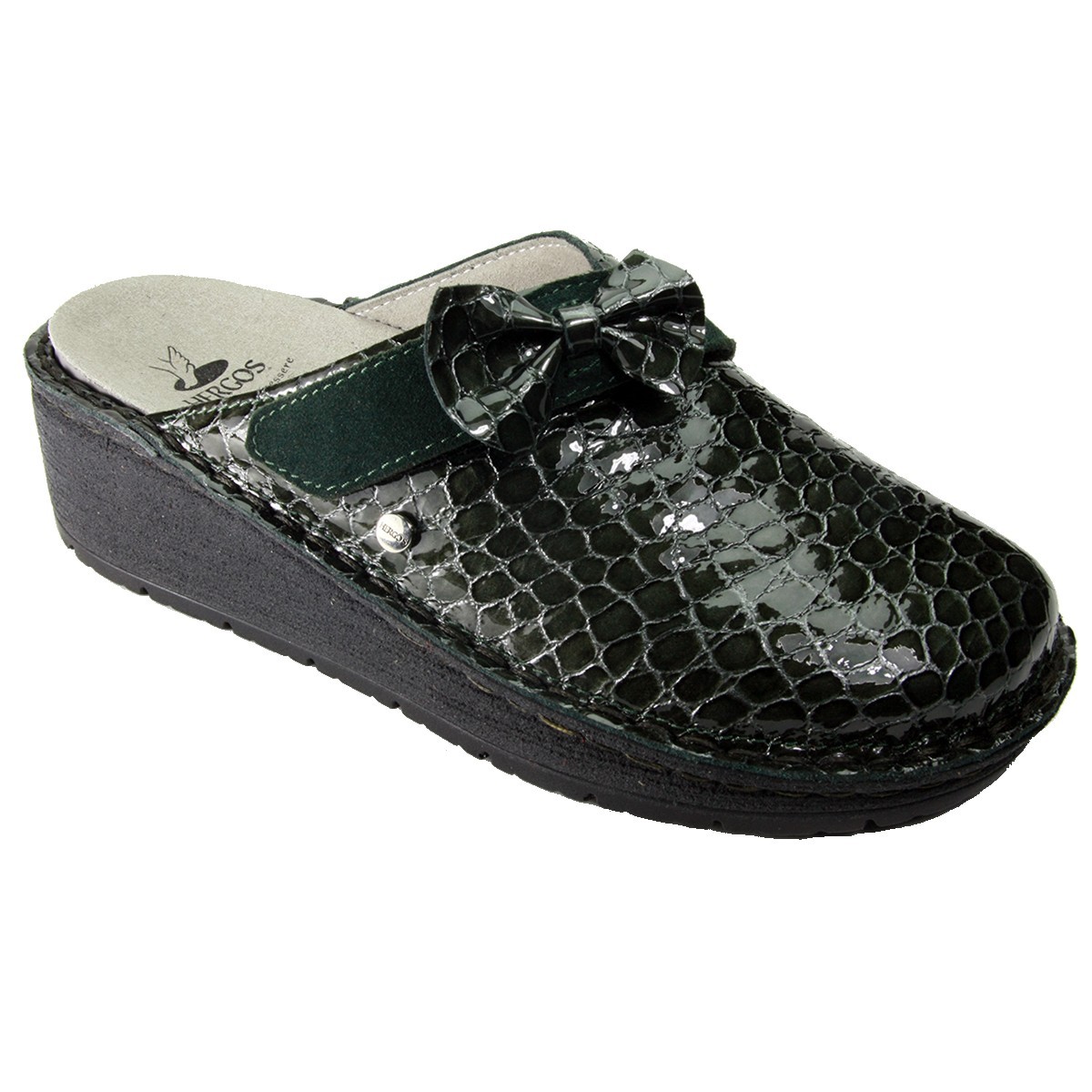 Hergos H 1450 Testa di Moro Perlato  Camoscio - Sabot comodo ed elegante, vera pelle e plantare estraibile