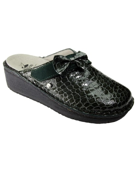 Hergos H 1450 Testa di Moro Perlato  Camoscio - Sabot comodo ed elegante, vera pelle e plantare estraibile