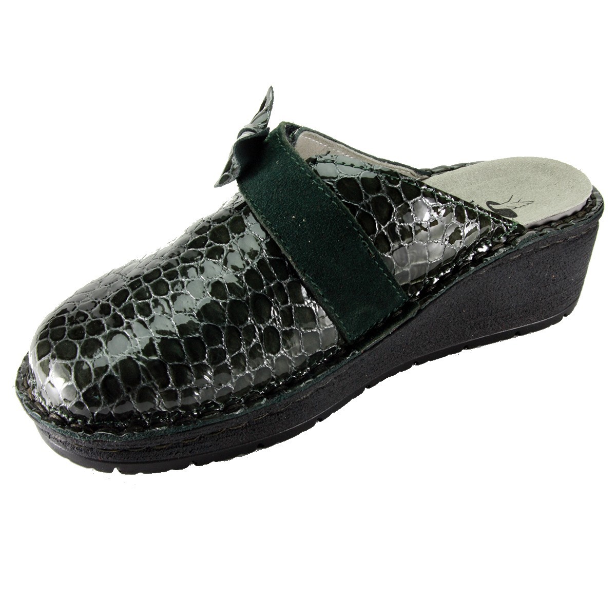 Hergos H 1450 Testa di Moro Perlato  Camoscio - Sabot comodo ed elegante, vera pelle e plantare estraibile