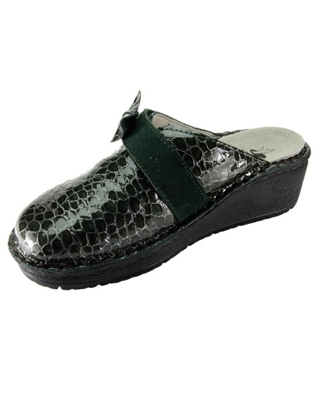 Hergos H 1450 Testa di Moro Perlato  Camoscio - Sabot comodo ed elegante, vera pelle e plantare estraibile