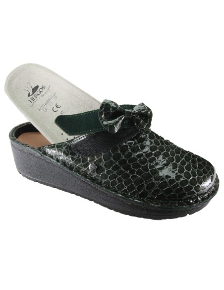 Hergos H 1450 Testa di Moro Perlato  Camoscio - Sabot comodo ed elegante, vera pelle e plantare estraibile