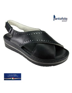 Sabatini 6010 Nero Nappa Pelle - Sandalo comodo morbidissimo e pratico - Vera pelle