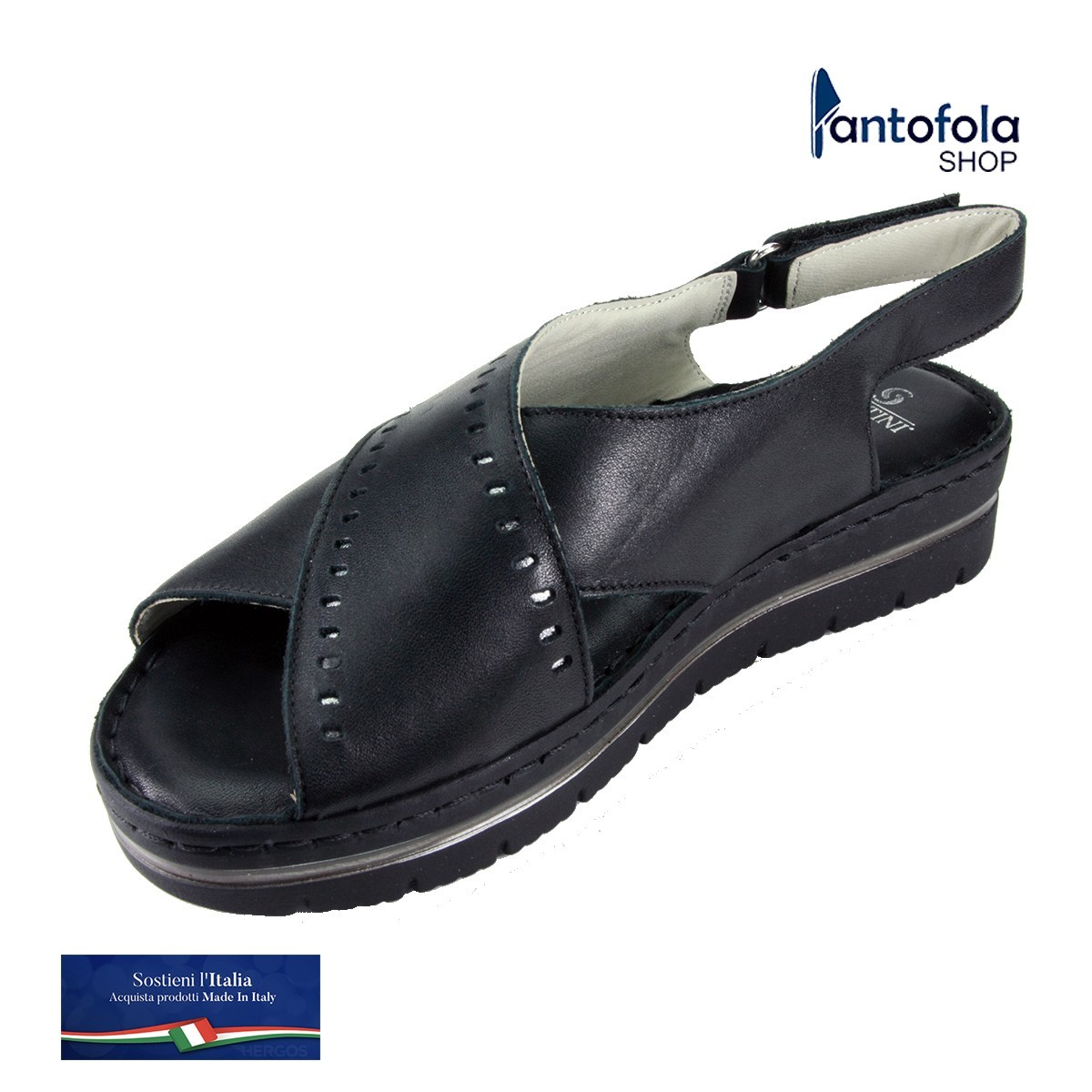 Sabatini 6010 Nero Nappa Pelle - Sandalo comodo morbidissimo e pratico - Vera pelle