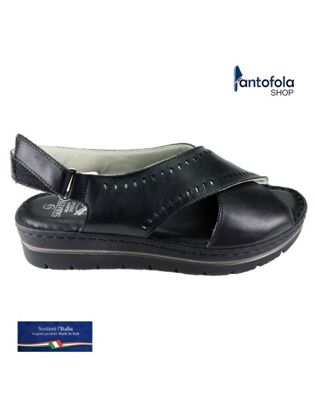 Sabatini 6010 Nero Nappa Pelle - Sandalo comodo morbidissimo e pratico - Vera pelle
