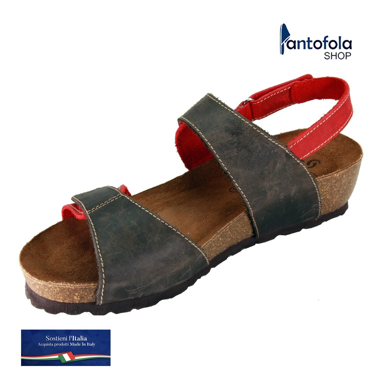 Sabatini 4006 Testa di Moro / Rosso - Sandalo comodo con doppio strappo- Vera pelle