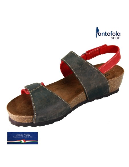 Sabatini 4006 Testa di Moro / Rosso - Sandalo comodo con doppio strappo- Vera pelle