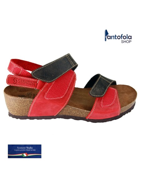 Sabatini 4006 Testa di Moro / Rosso - Sandalo comodo con doppio strappo- Vera pelle