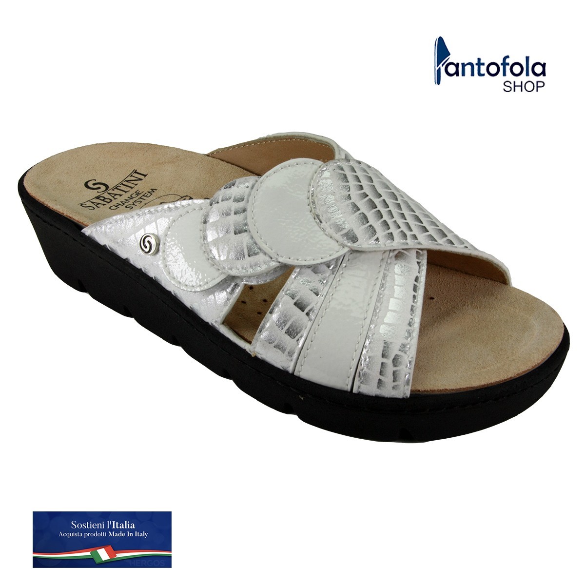 S 1057 Bianco Onice - Calzatura comoda, plantare estraibile - Vera pelle