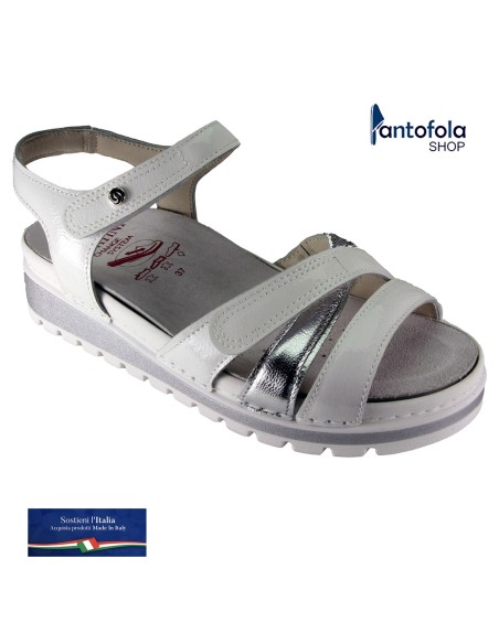 Sabatini S 2003 Bianco Argento Laminato - Calzatura comoda, plantare estraibile - Vera pelle