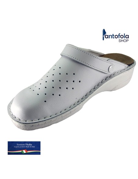 Hergos H 88 Bianco - Calzatura sabot comoda - vera pelle