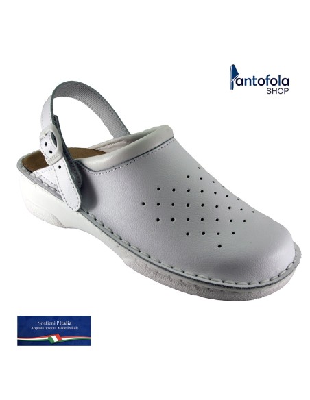Hergos H 88 Bianco - Calzatura sabot comoda - vera pelle