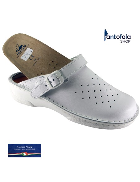 Hergos H 88 Bianco - Calzatura sabot comoda - vera pelle