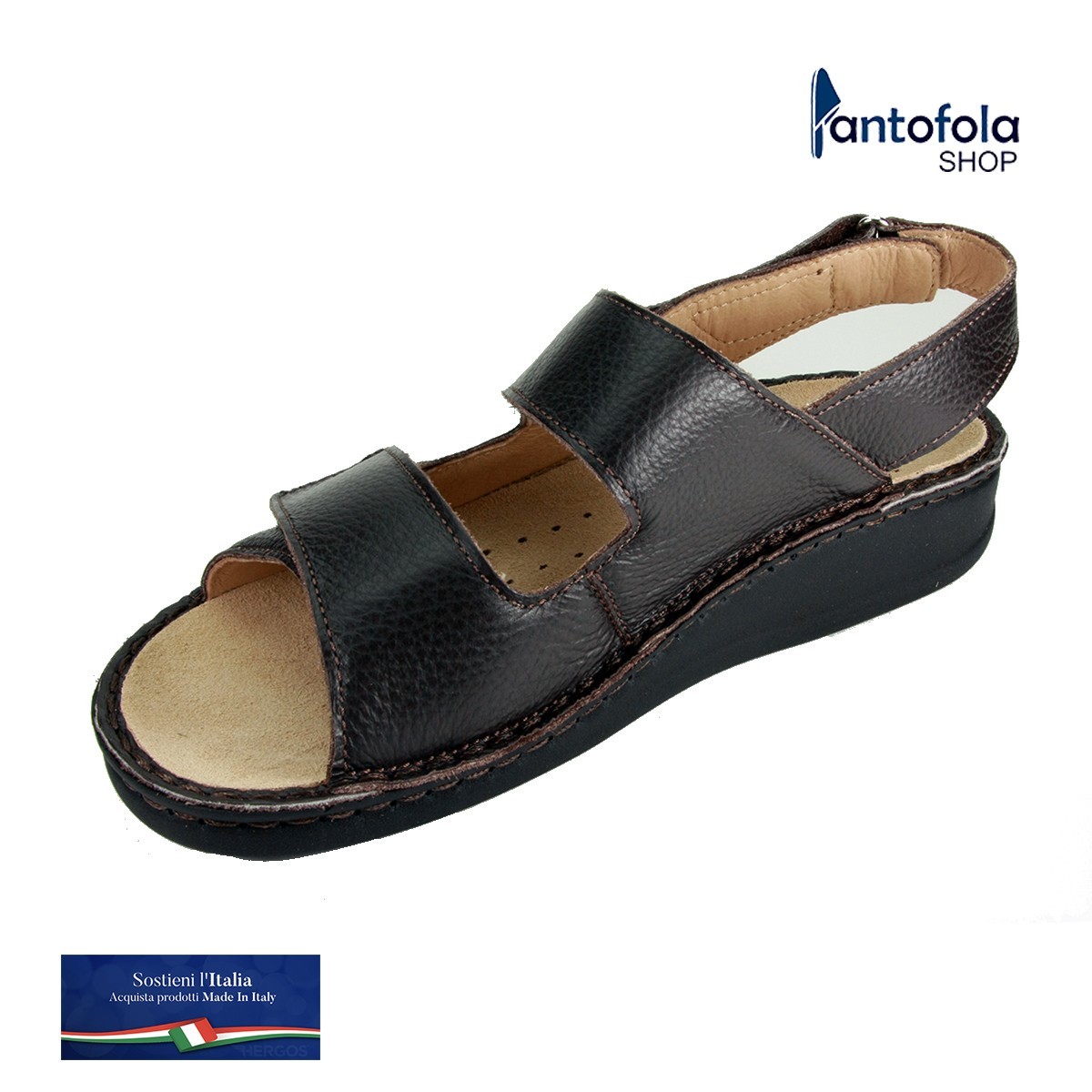 Hergos H 441 Nero - La comodità al maschile. Ciabatta dalla linea più classica plantare estraibile - Vera pelle
