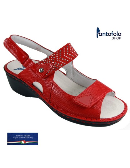 Hergos H 1556 B Rosso - Calzatura pratica e comoda, plantare estraibile - Vera pelle