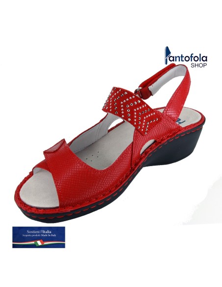 Hergos H 1556 B Rosso - Calzatura pratica e comoda, plantare estraibile - Vera pelle