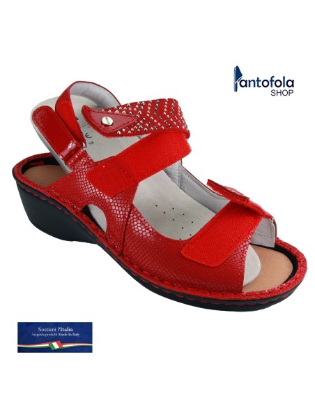 Hergos H 1556 B Rosso - Calzatura pratica e comoda, plantare estraibile - Vera pelle