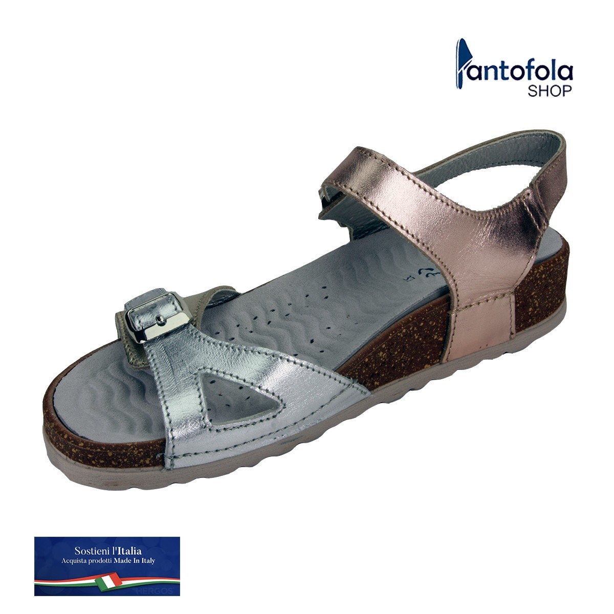 Hergos H 092 Multicolor Laminato - Calzatura pratica e comoda, plantare estraibile - Vera pelle