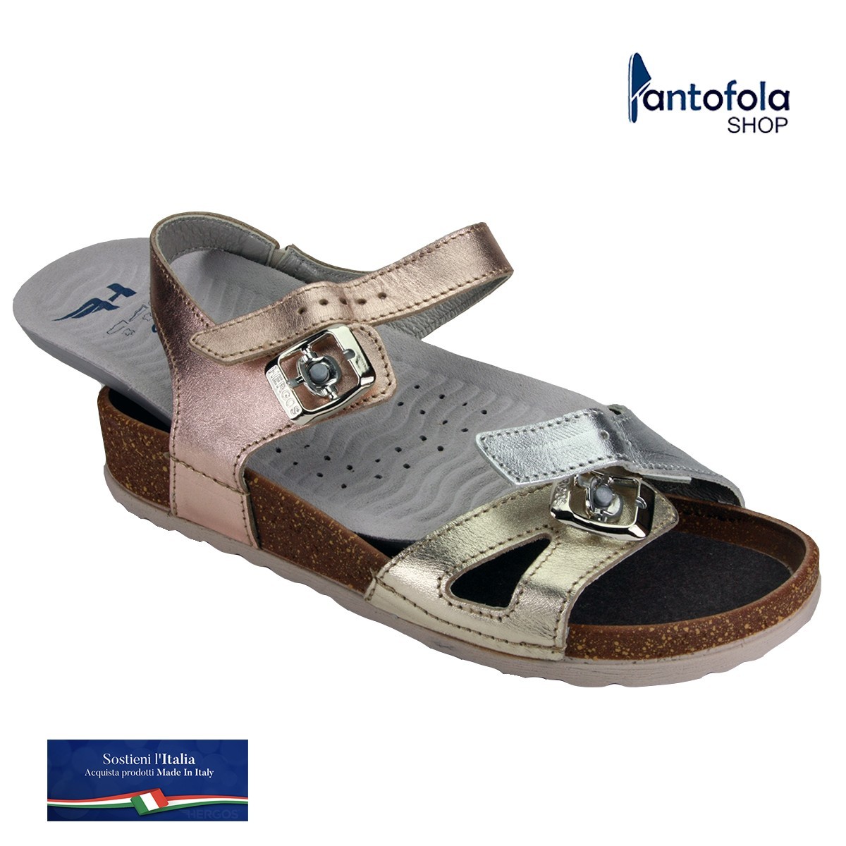 Hergos H 092 Multicolor Laminato - Calzatura pratica e comoda, plantare estraibile - Vera pelle