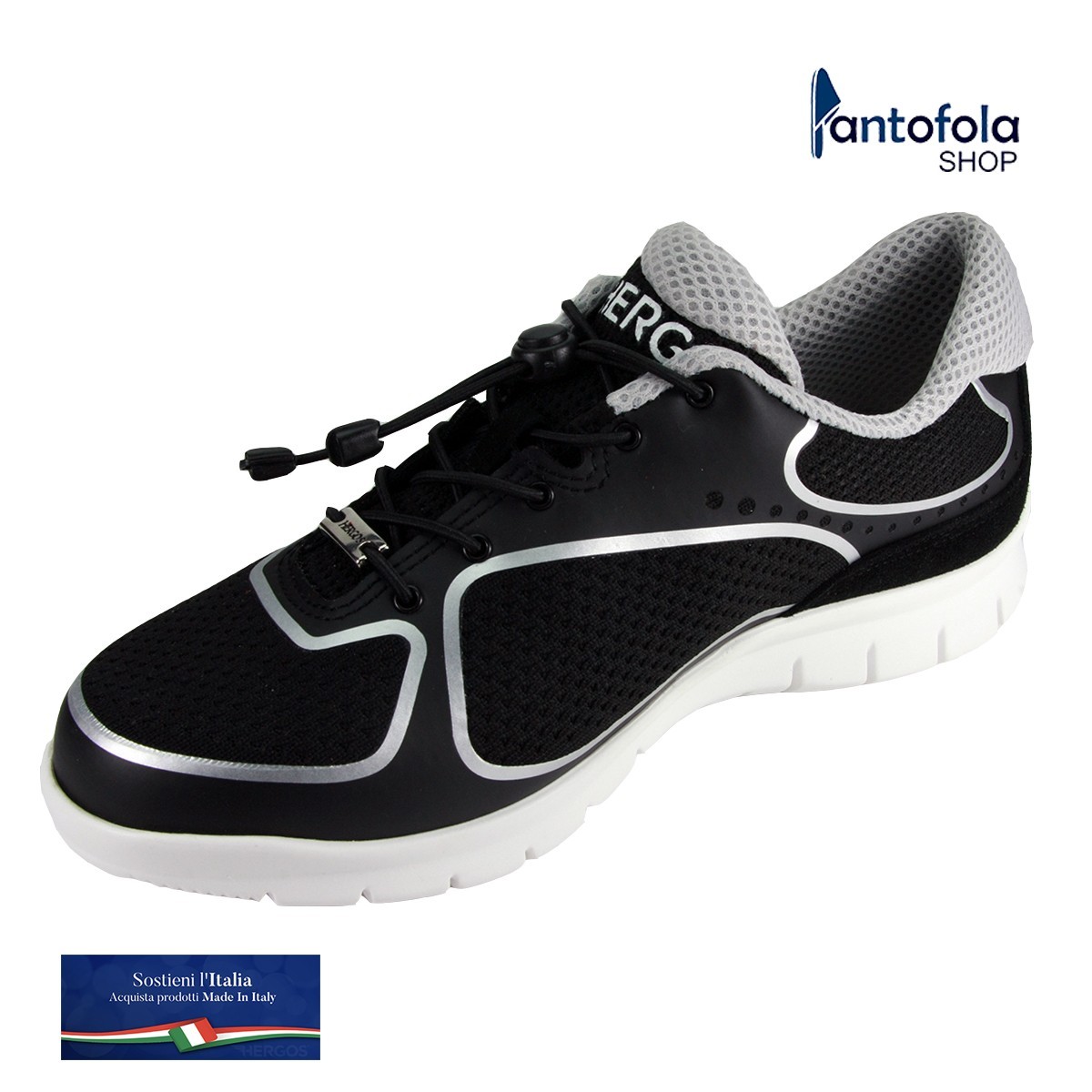 Hergos H 7200 Nero - Scarpa comoda e pratica - Plantare estraibile