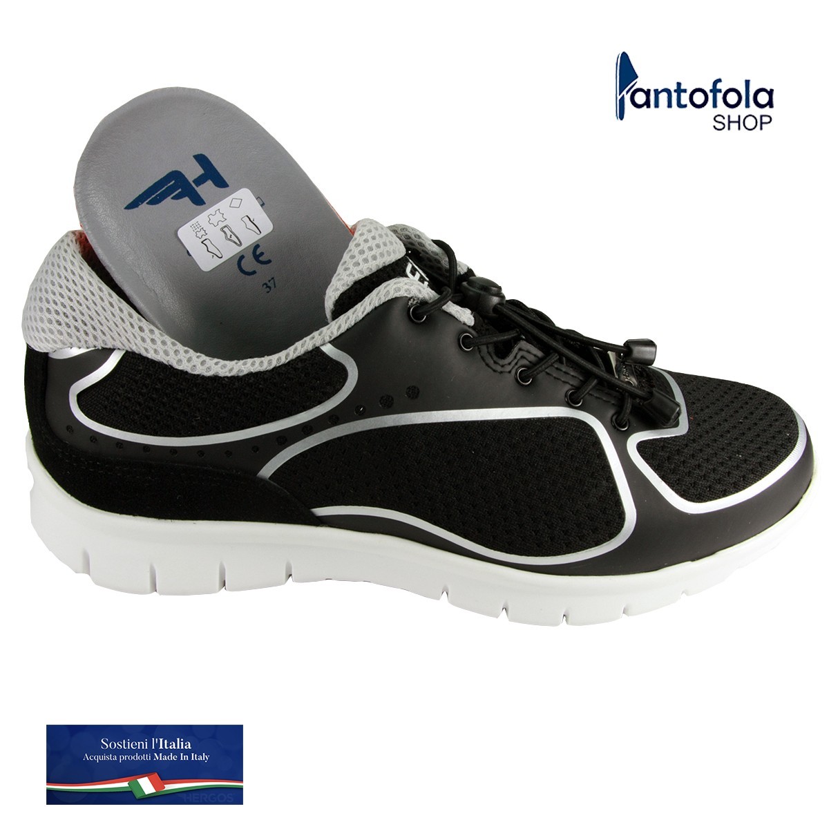 Hergos H 7200 Nero - Scarpa comoda e pratica - Plantare estraibile