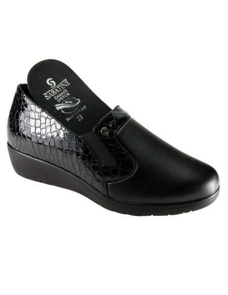 Sabatini S 7204 Nero Nappa Camoscio- Scarpa comoda ed elegante, vera pelle e plantare estraibile