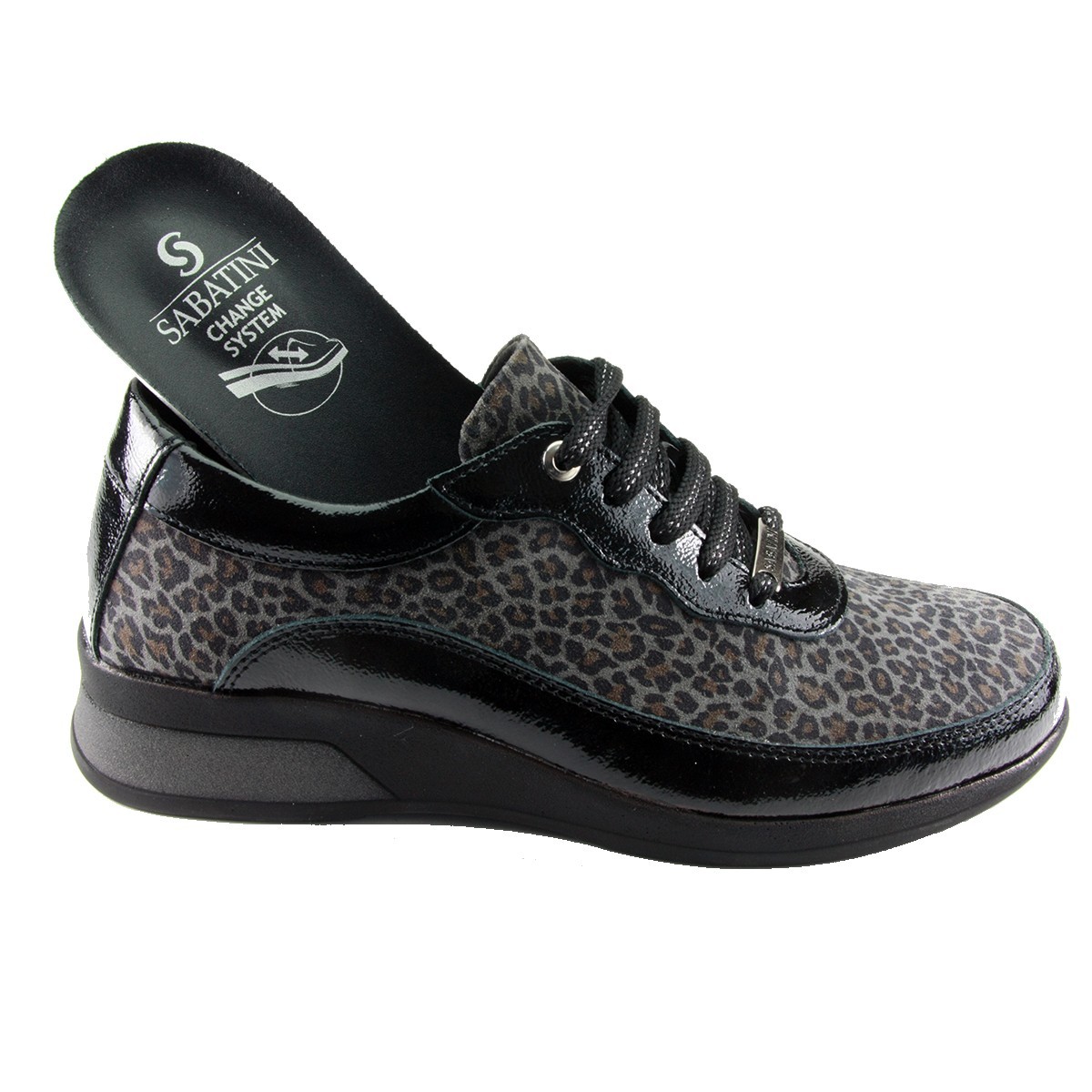 Sabatini S 2961 Nero Glitter- Scarpa comoda ed elegante - Plantare estraibile