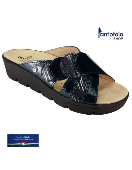 S 1057 Blu Naplack - Calzatura comoda, plantare estraibile - Vera pelle