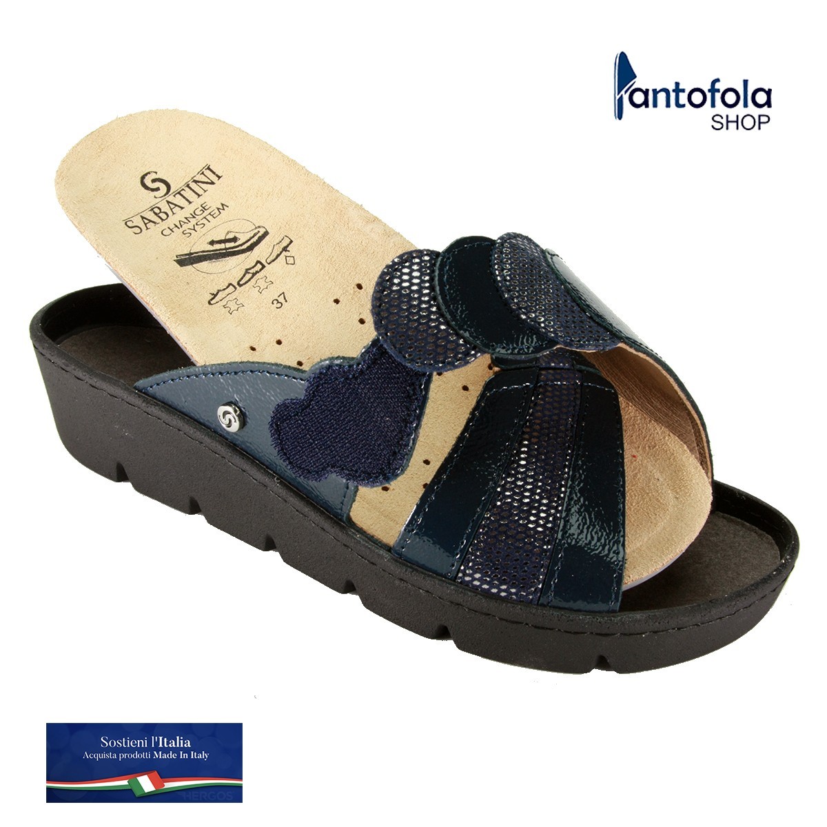 S 1057 Blu Naplack - Calzatura comoda, plantare estraibile - Vera pelle