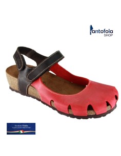 Sabatini 4009 Rosso / Testa di Moro  Raja - Sandalo comodo con punta chiusa e doppio strappo - Vera pelle