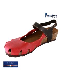 Sabatini 4009 Rosso / Testa di Moro  Raja - Sandalo comodo con punta chiusa e doppio strappo - Vera pelle 2