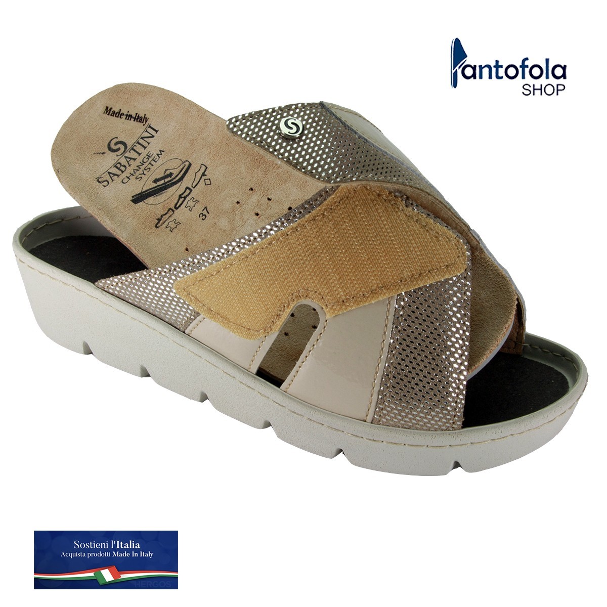 S 1067 Panna Naplack - Calzatura comoda, plantare estraibile - Vera pelle