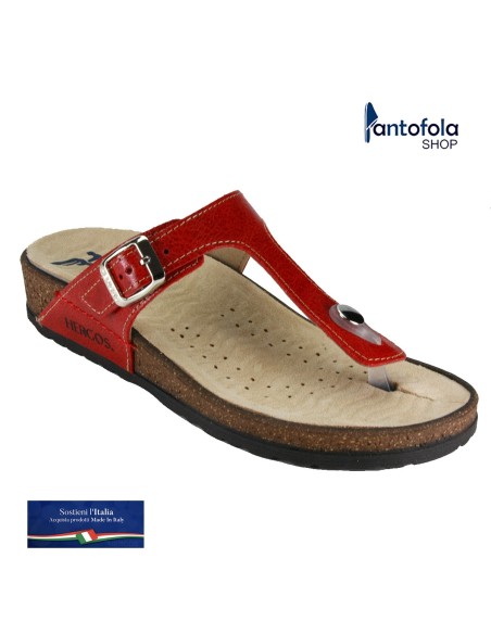 Hergos H 074 Rosso Dakar - Calzatura infradito comoda, plantare estraibile