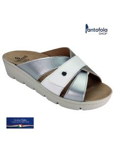 S 1061 Bianco Argento - Calzatura comoda, plantare estraibile - Vera pelle