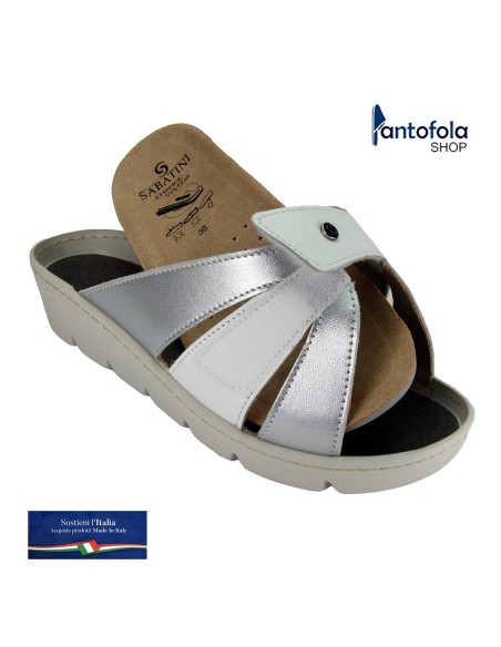 S 1061 Bianco Argento - Calzatura comoda, plantare estraibile - Vera pelle