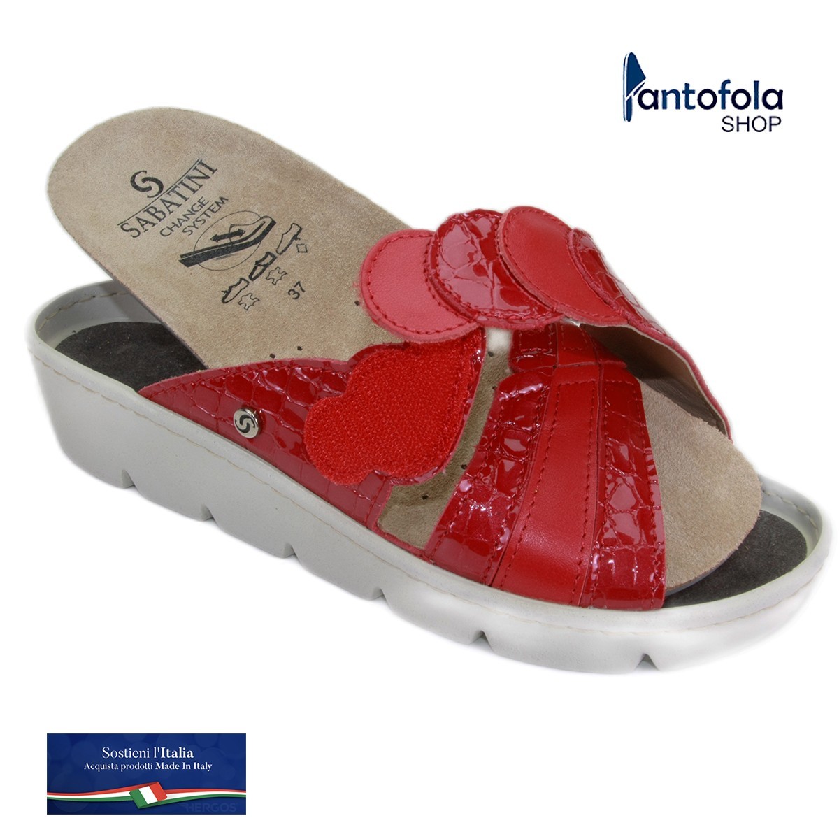 S 1057 Rosso Nairobi - Calzatura comoda, plantare estraibile - Vera pelle