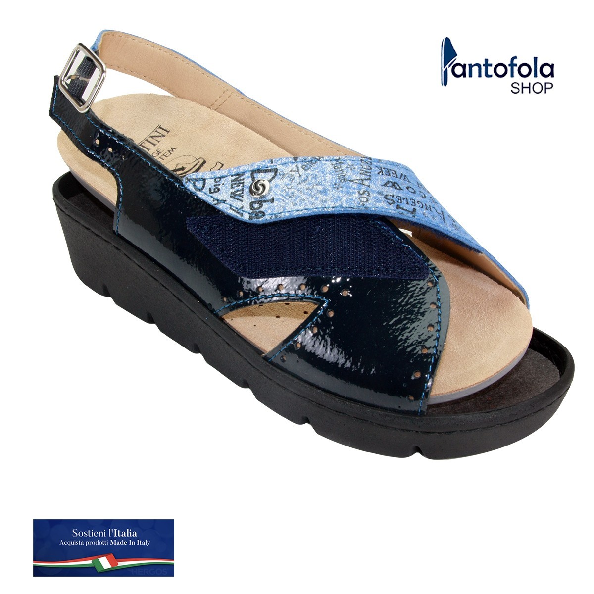 Sabatini S 1072 Blu Naplack - Calzatura pratica e comoda, plantare estraibile - Vera pelle