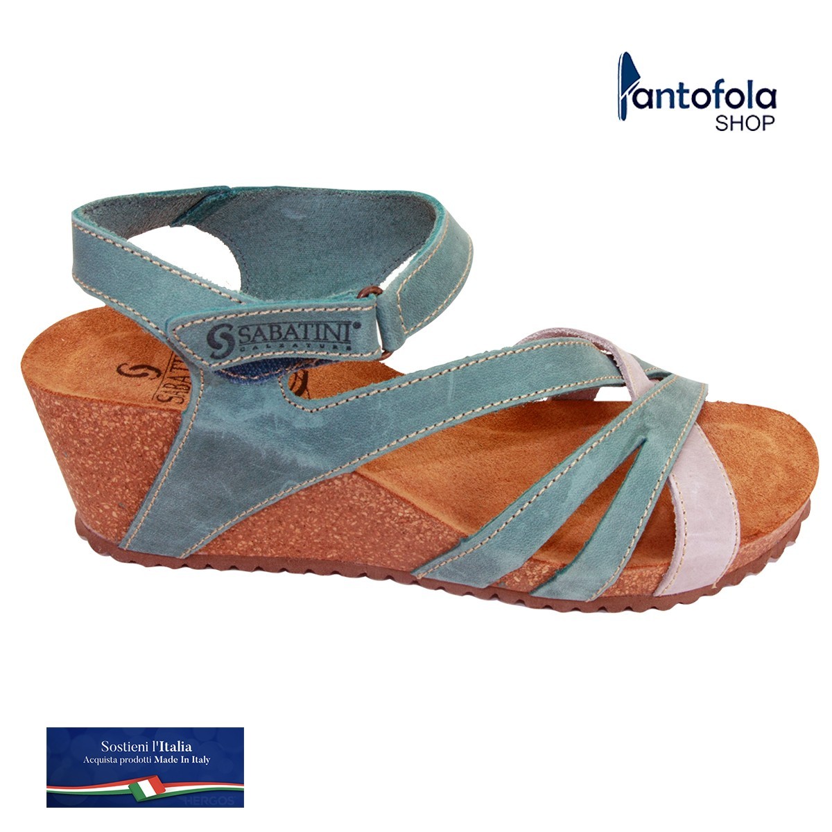 Sabatini 4351 Jeans/Grigio - Sandalo comodo - Vera pelle