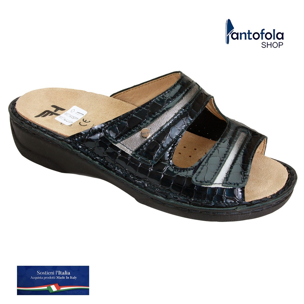H 158 Blu Navonaelast- Calzatura specifica per alluce valgo, plantare estraibile - Vera pelle