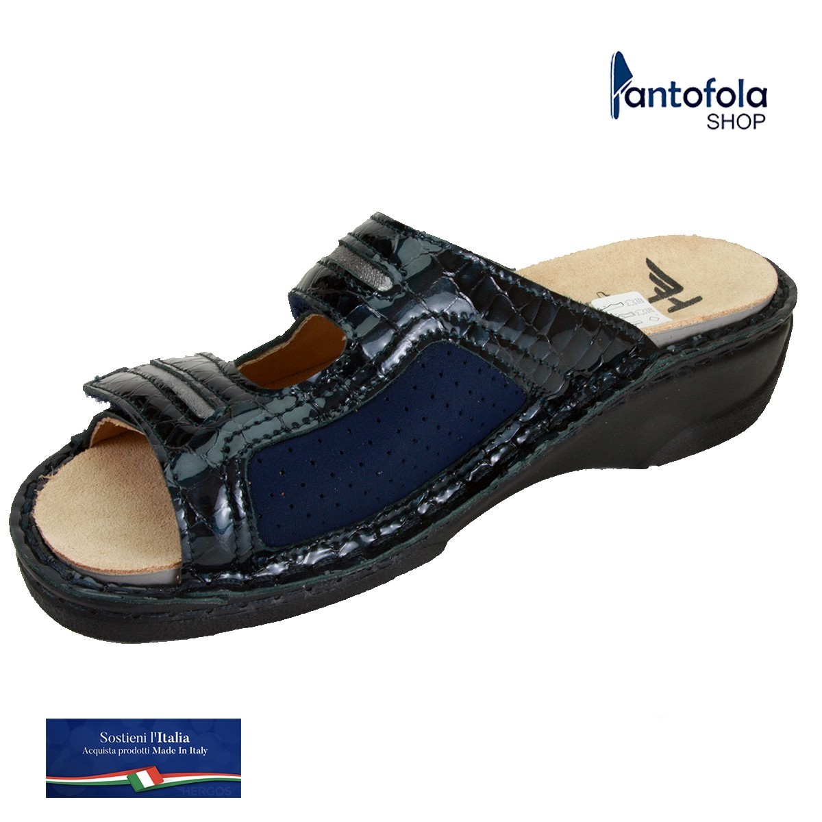 H 158 Blu Navonaelast- Calzatura specifica per alluce valgo, plantare estraibile - Vera pelle