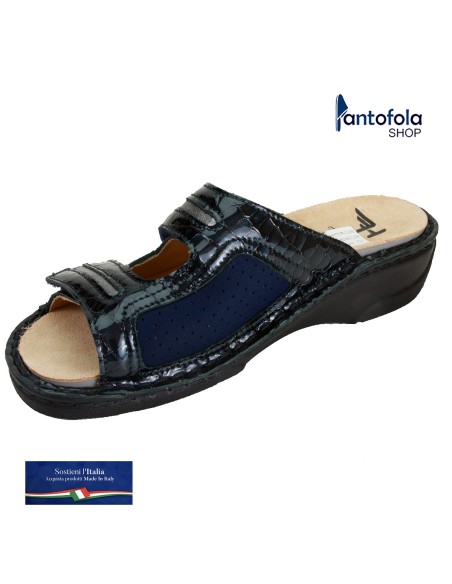 H 158 Blu Navonaelast- Calzatura specifica per alluce valgo, plantare estraibile - Vera pelle
