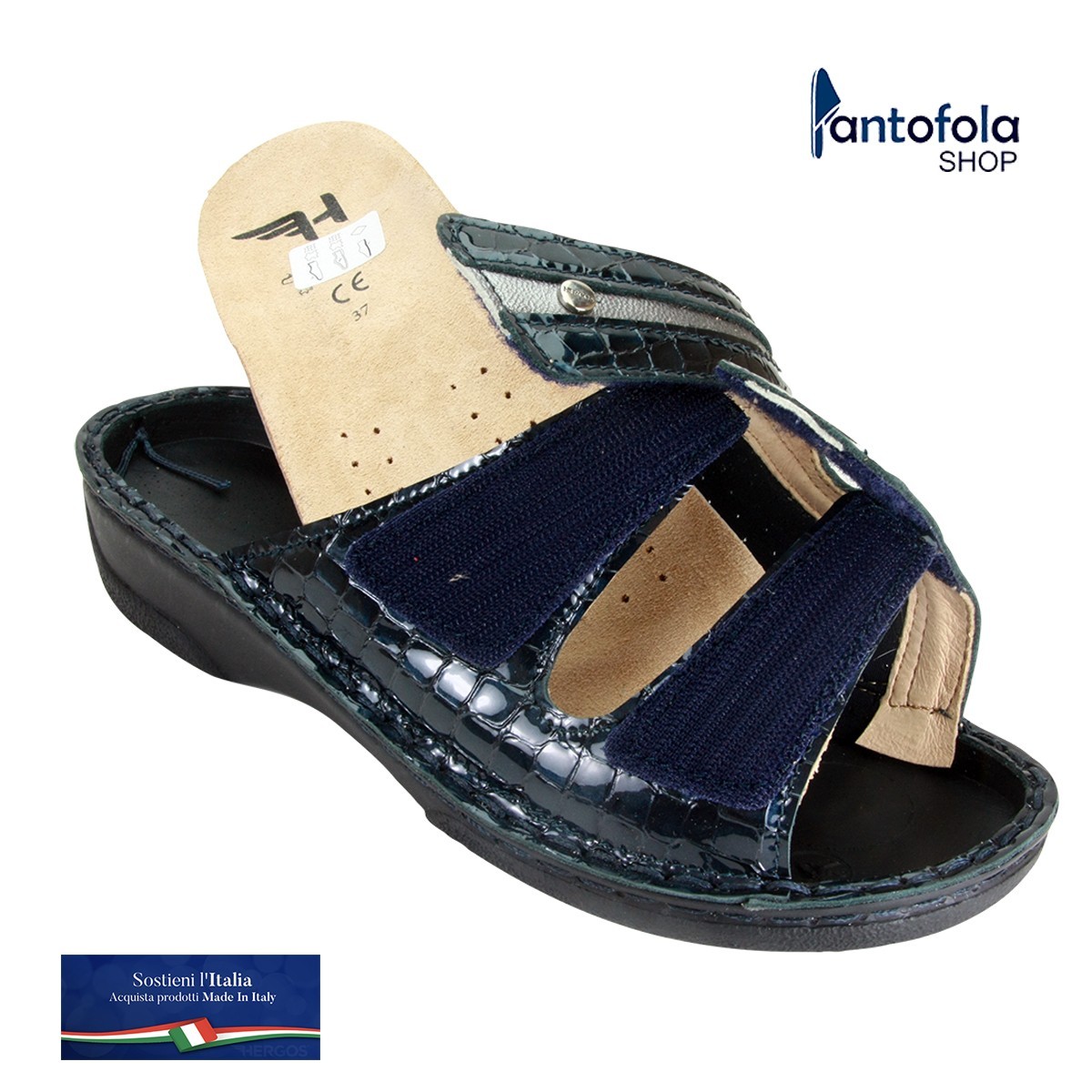 H 158 Blu Navonaelast- Calzatura specifica per alluce valgo, plantare estraibile - Vera pelle